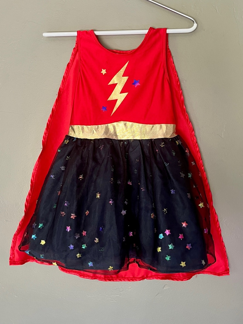 H&M Superhero Supergirl Metallic Glitter Tulle Dress Cape Halloween Costume 2-4Y